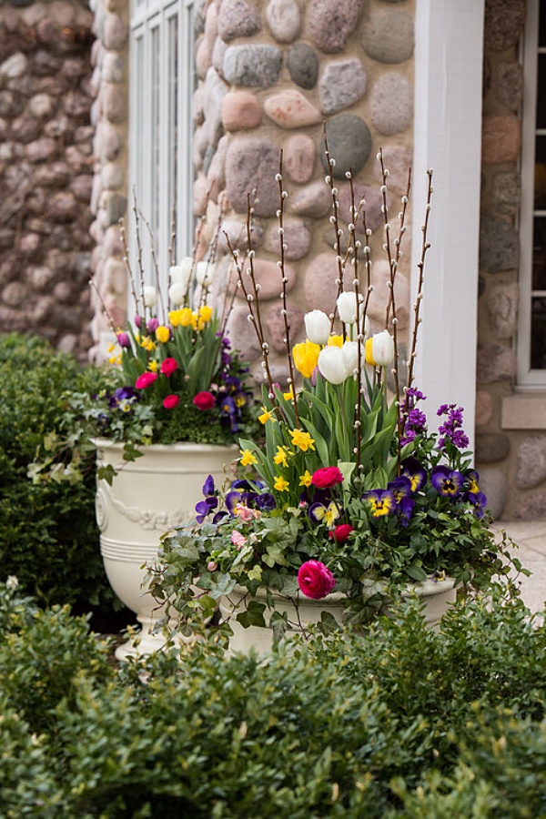 Curb appeal with container flower gardens