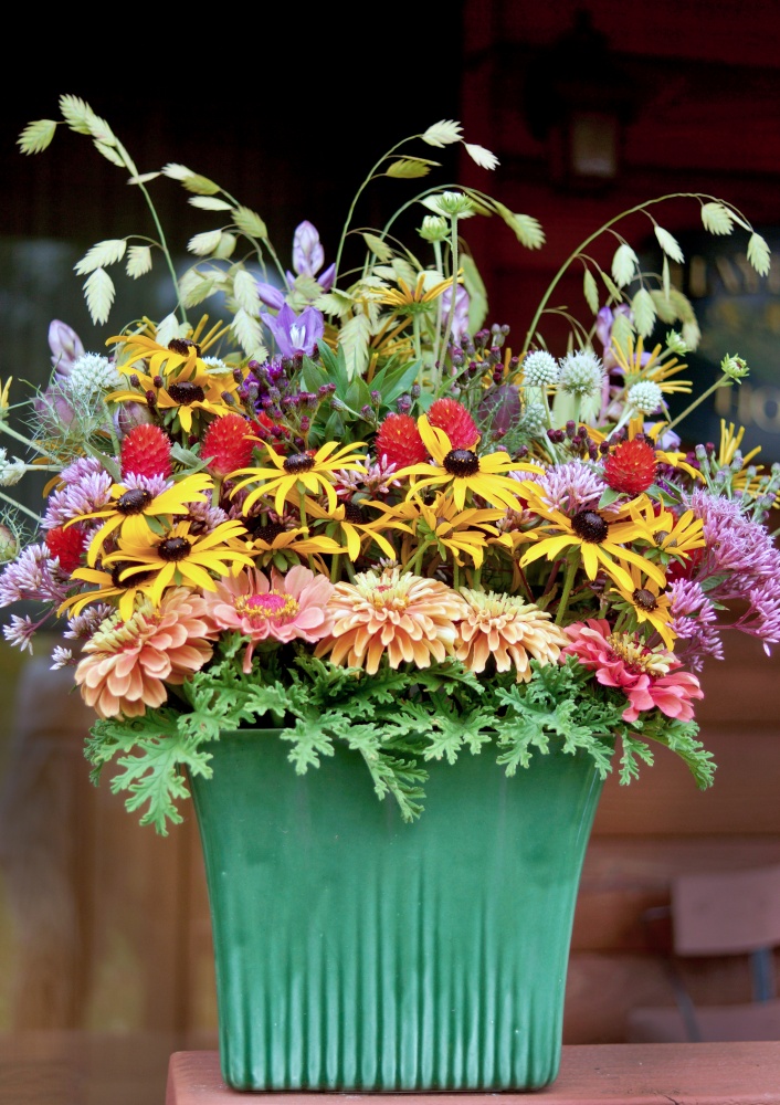 Colorful, late summer flower arrangement