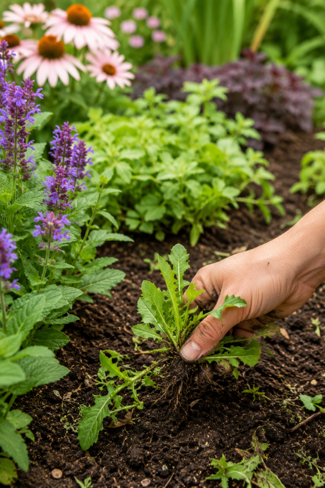 pulling weeds - garden tasks
